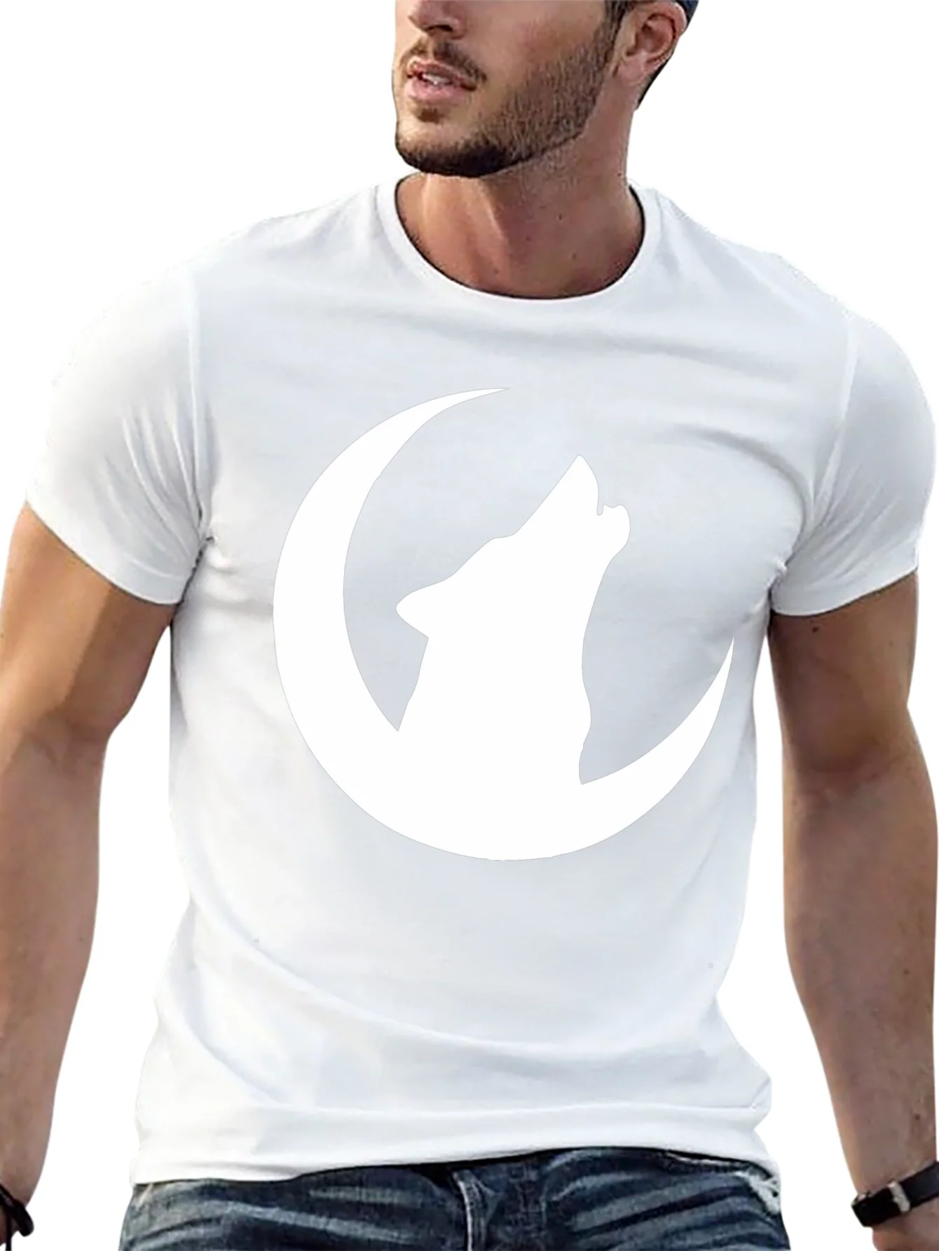 Wolf Moon Graphic Tee - Black Cotton T-Shirt