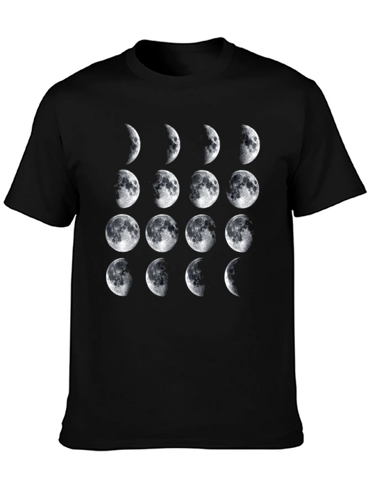 Lunar Phase Graphic Tee - Black Cotton