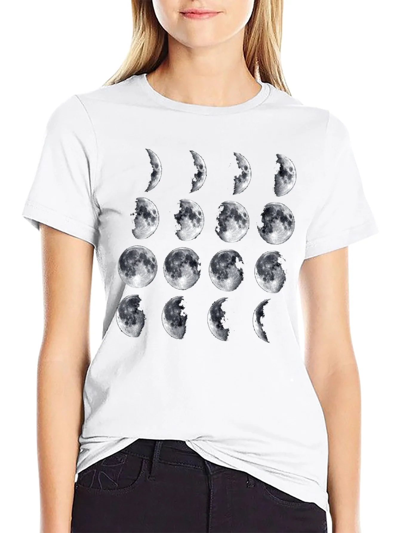 Lunar Phase Graphic Tee - Black Cotton