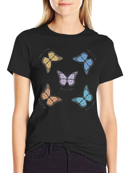 Butterfly Print Crew Neck T-Shirt