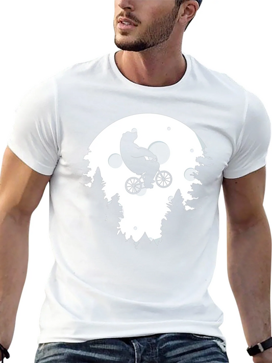 Bear on Bike T-Shirt - Moonlit Adventure Tee