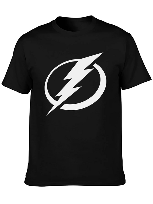 Lightning Bolt Graphic Tee - Black Cotton T-Shirt