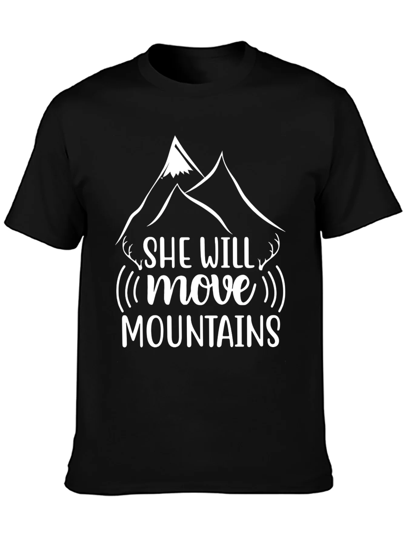 She Will Move Mountains Black Graphic T-Shirt