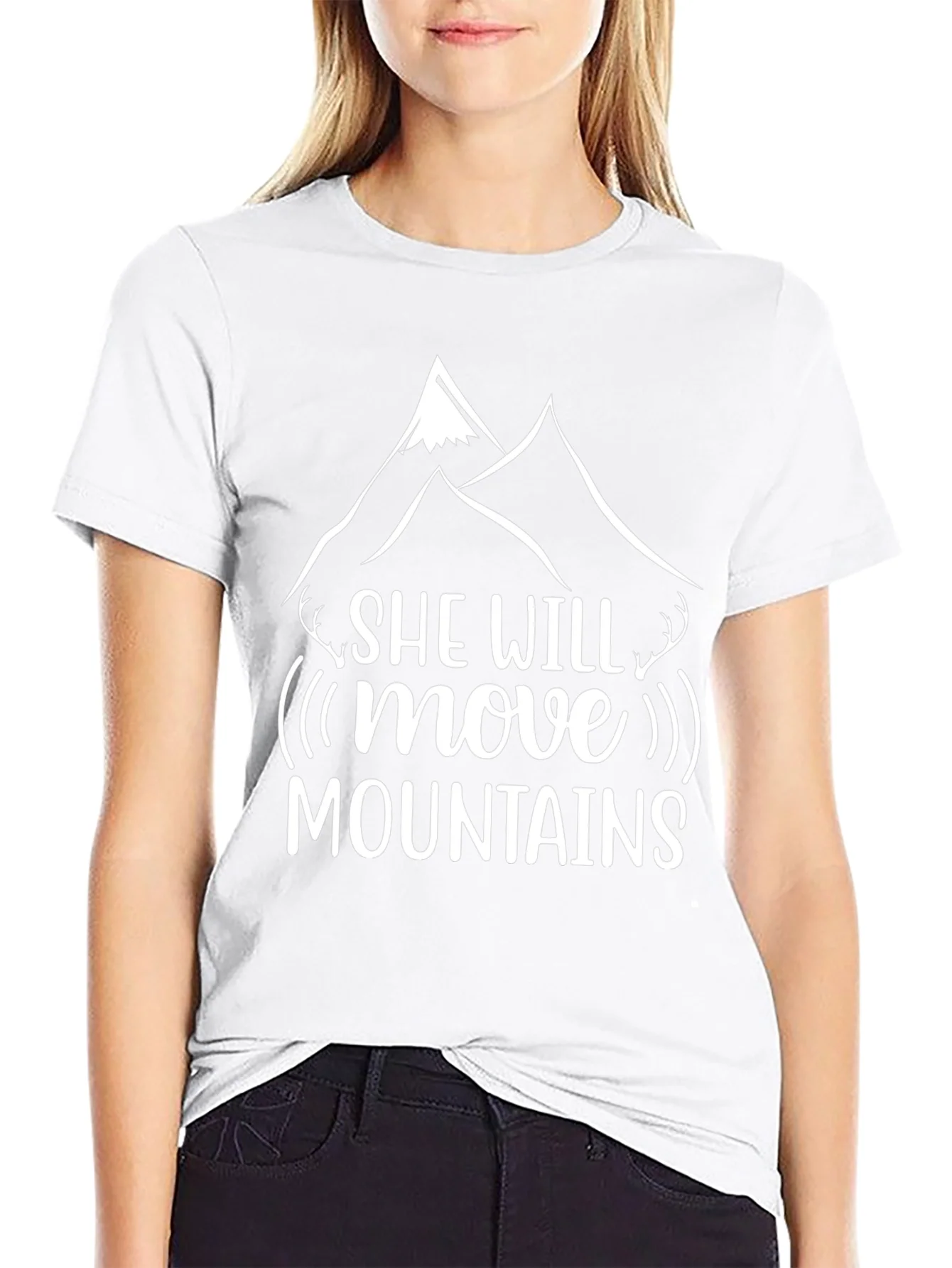She Will Move Mountains Black Graphic T-Shirt