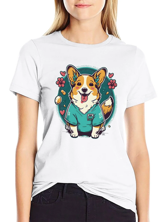 Corgi Nurse Graphic Tee - Cute Dog T-Shirt