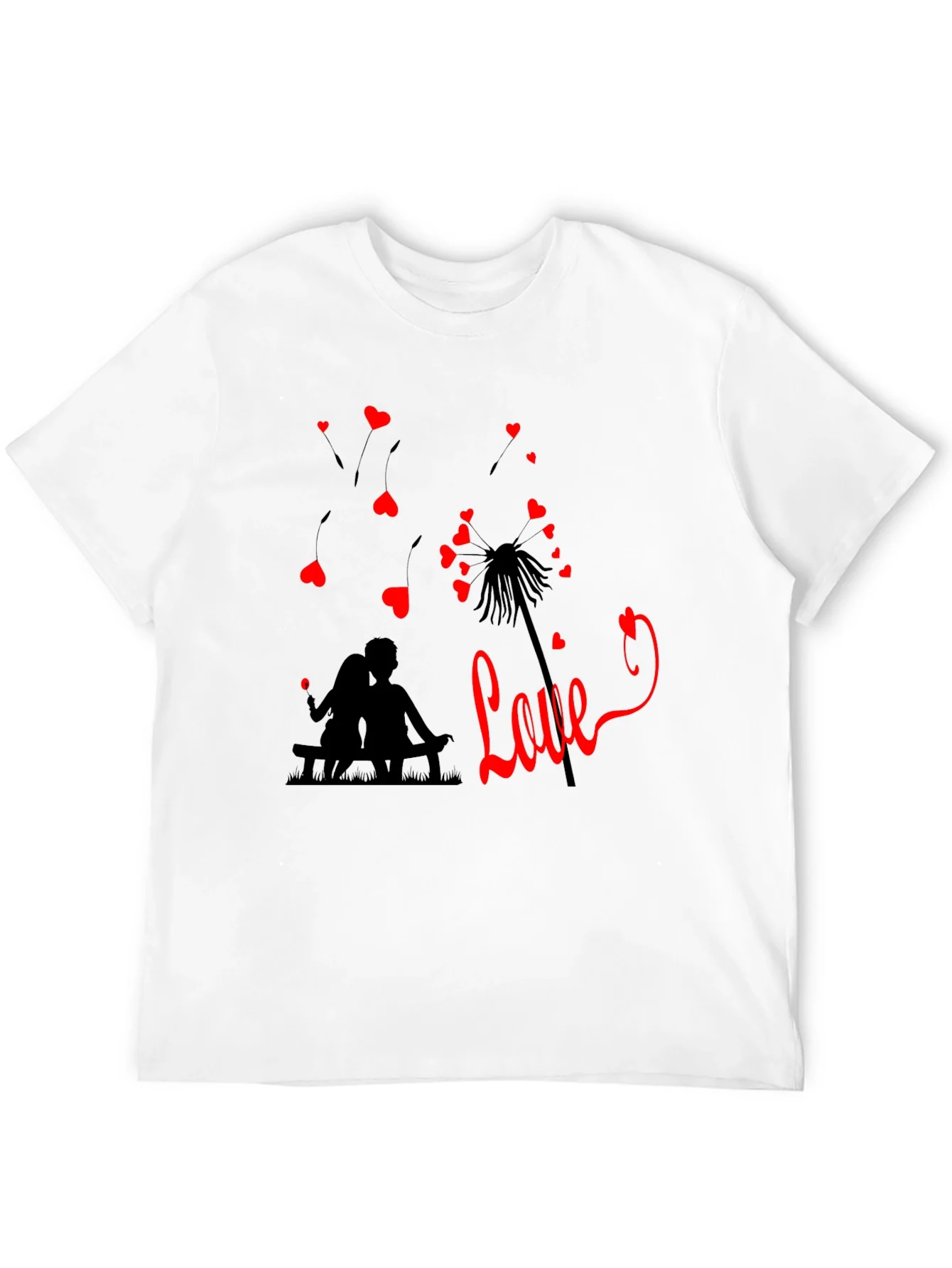 Romantic Love Dandelion T-Shirt - Black