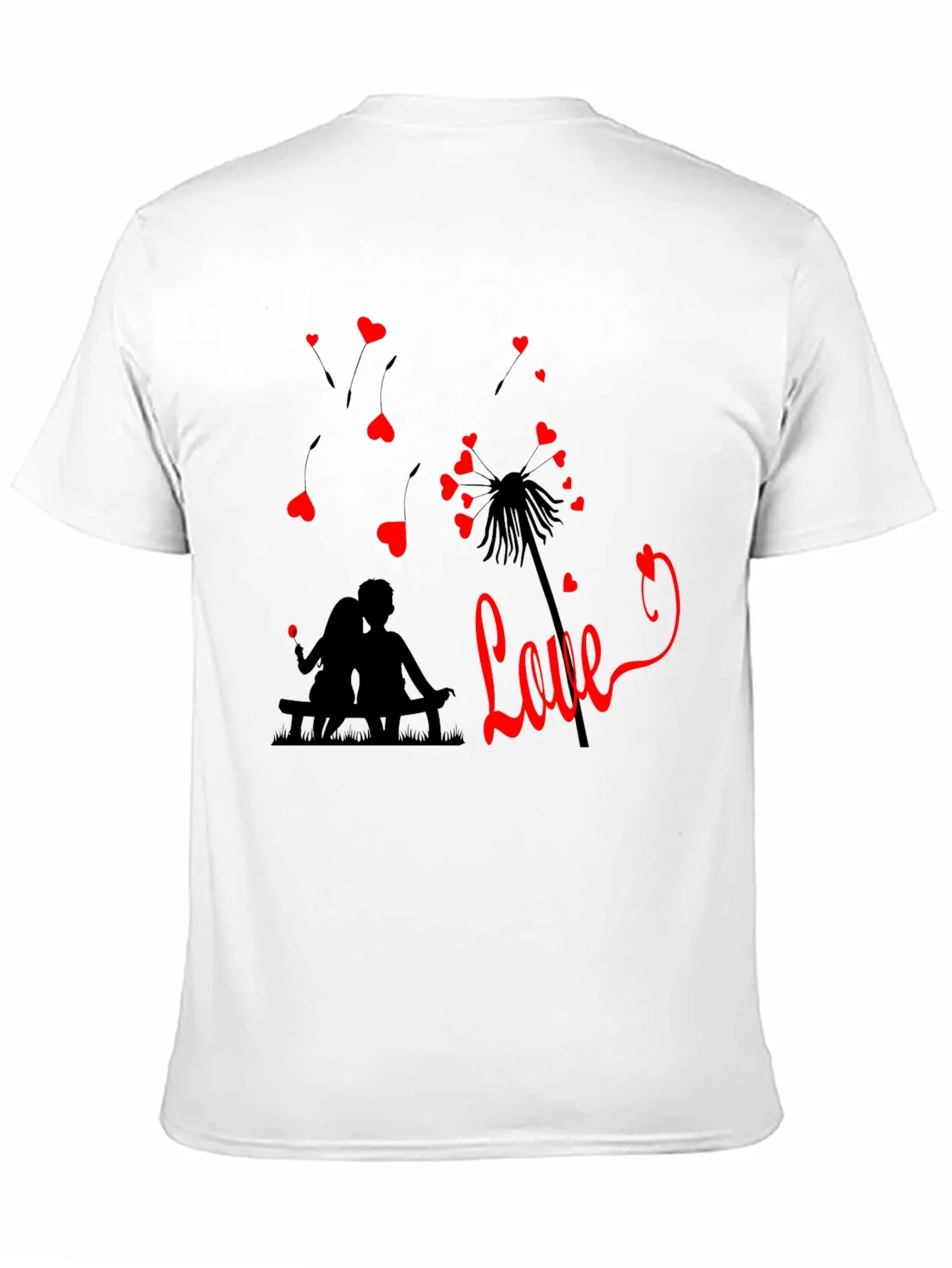 Romantic Love Dandelion T-Shirt - Black
