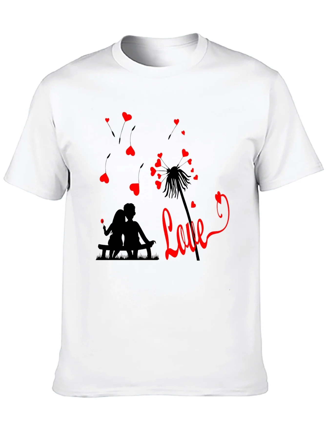 Romantic Love Dandelion T-Shirt - Black
