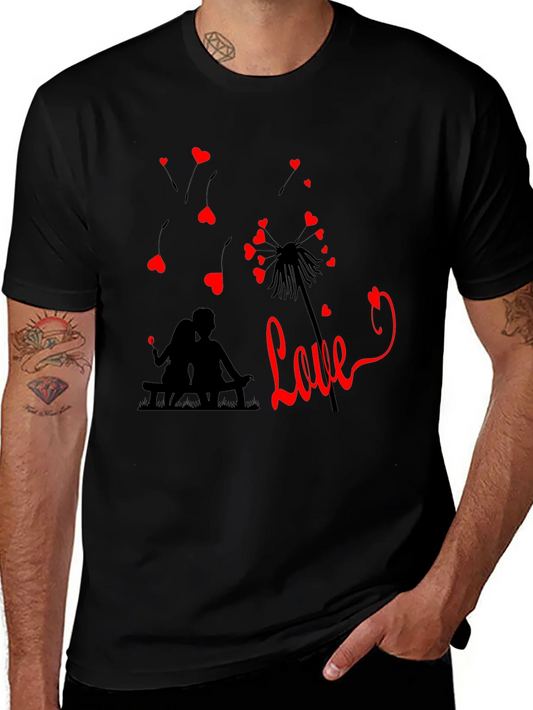 Romantic Love Dandelion T-Shirt - Black
