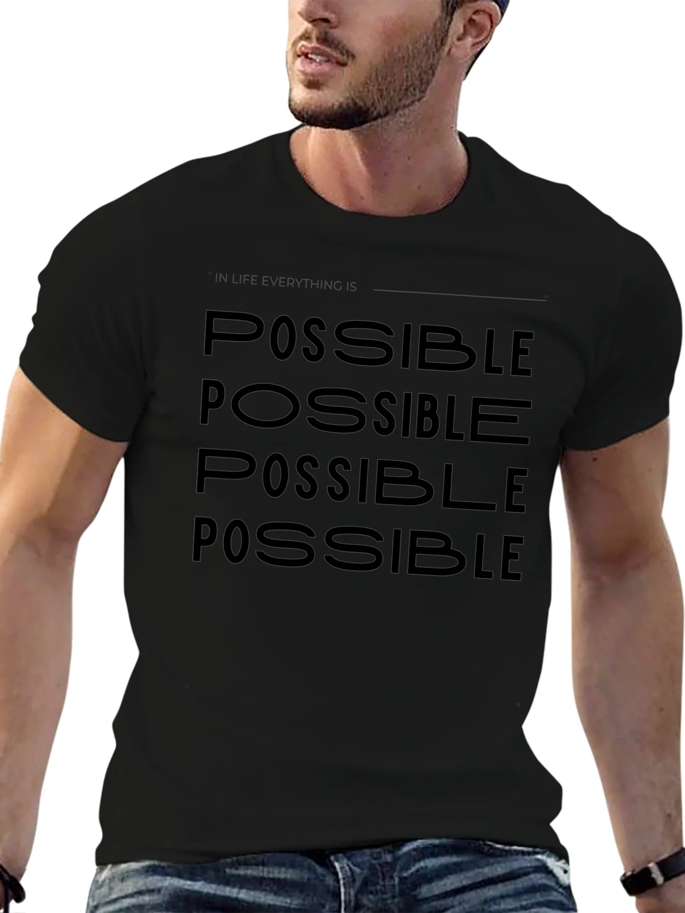 Possible Black Graphic Tee - Motivational Design