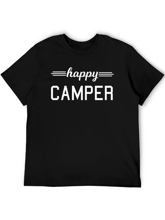 Happy Camper Graphic Tee - Black Casual T-Shirt
