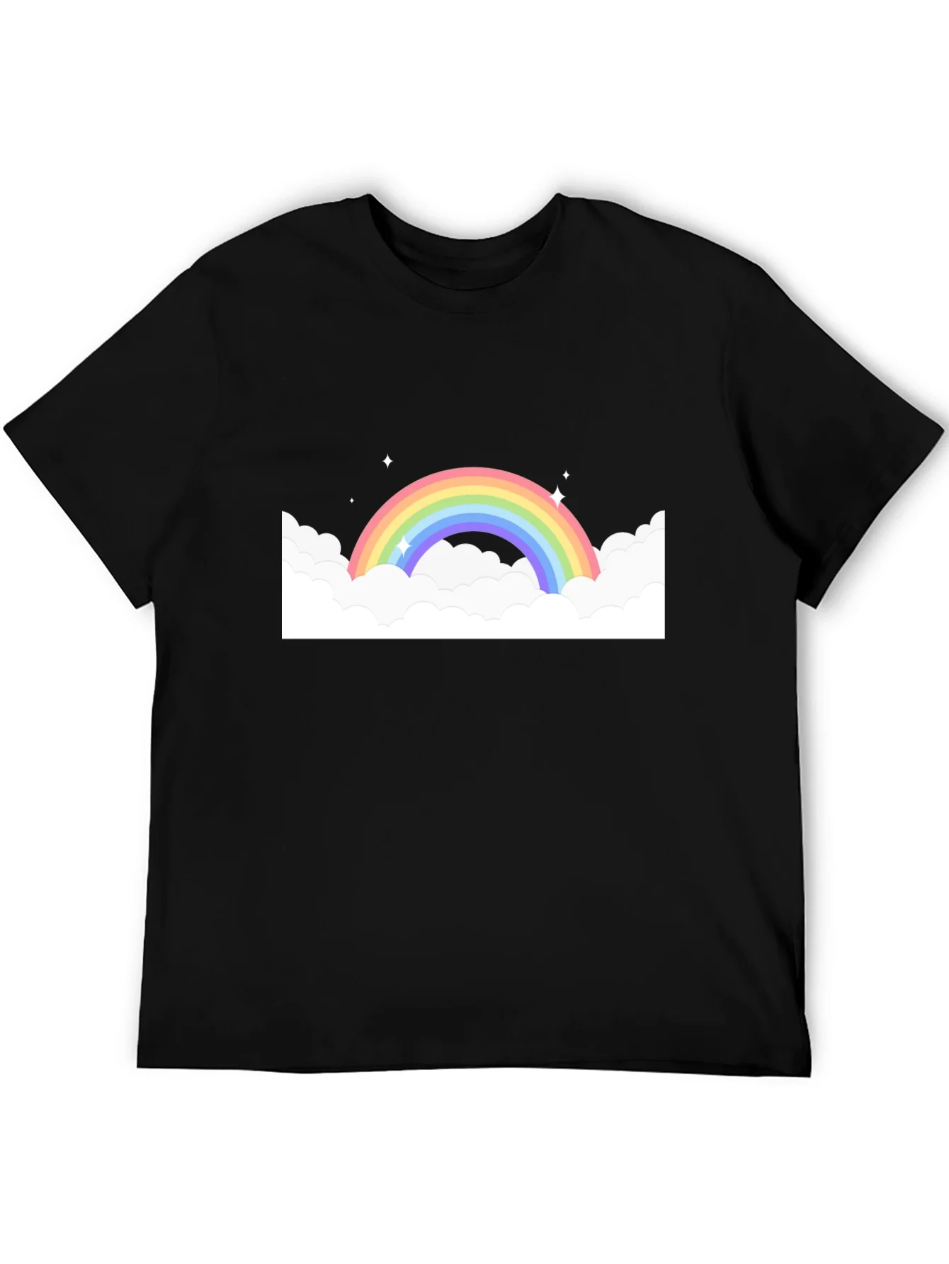 Rainbow Cloud Graphic Black Tee
