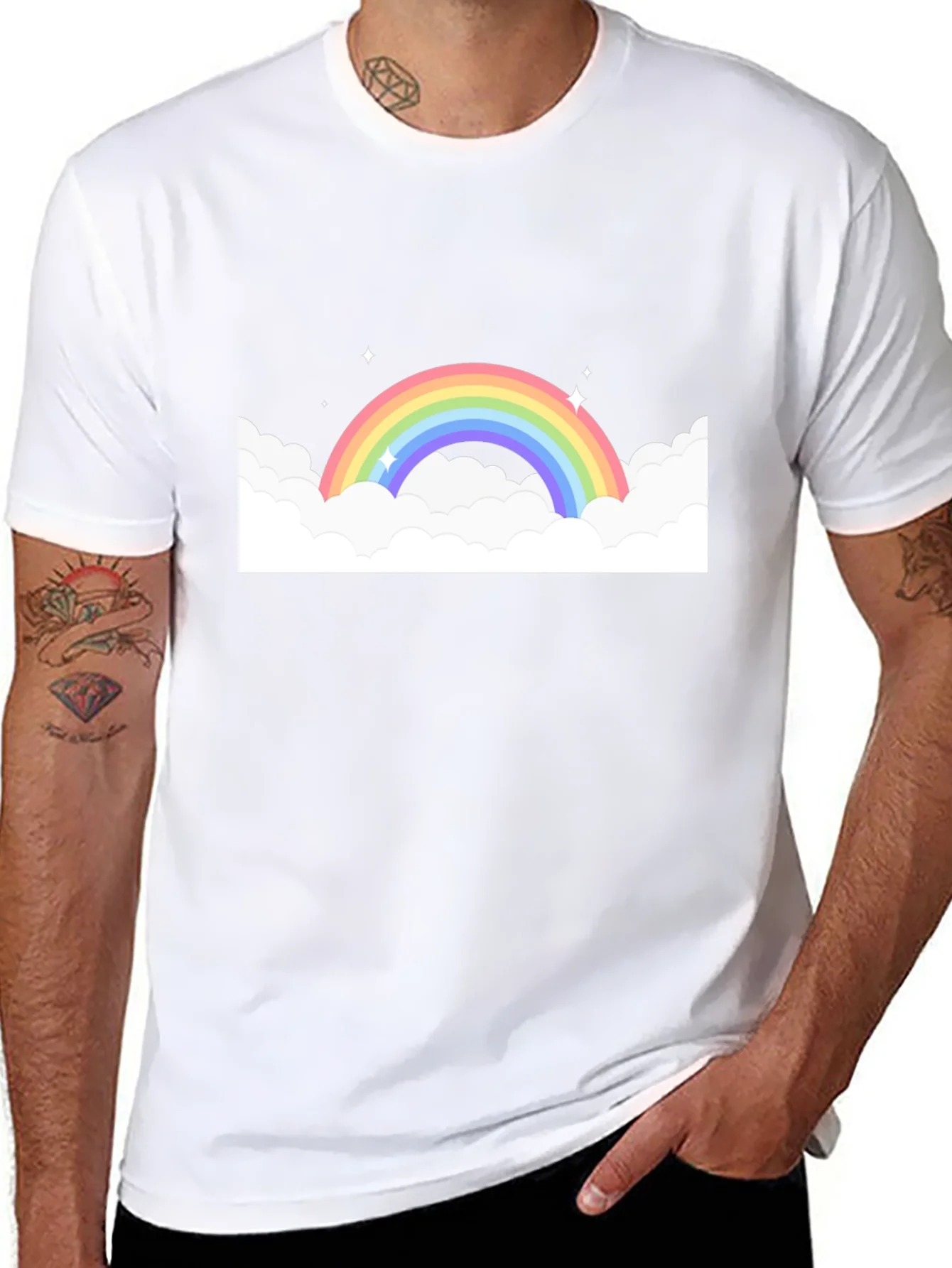 Rainbow Cloud Graphic Black Tee