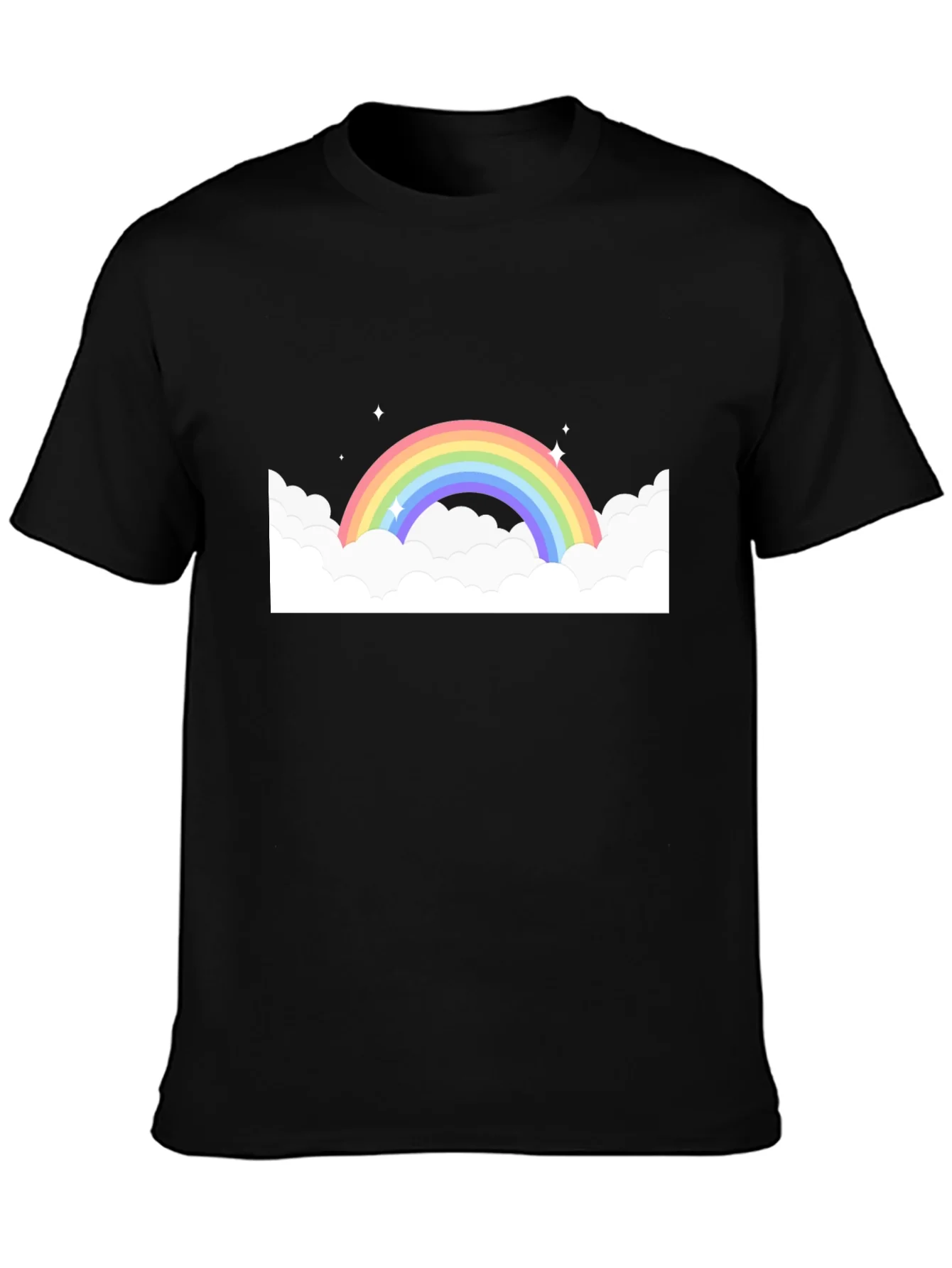 Rainbow Cloud Graphic Black Tee