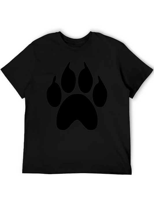 Black Paw Print T-Shirt - Casual Graphic Tee for Animal Lovers