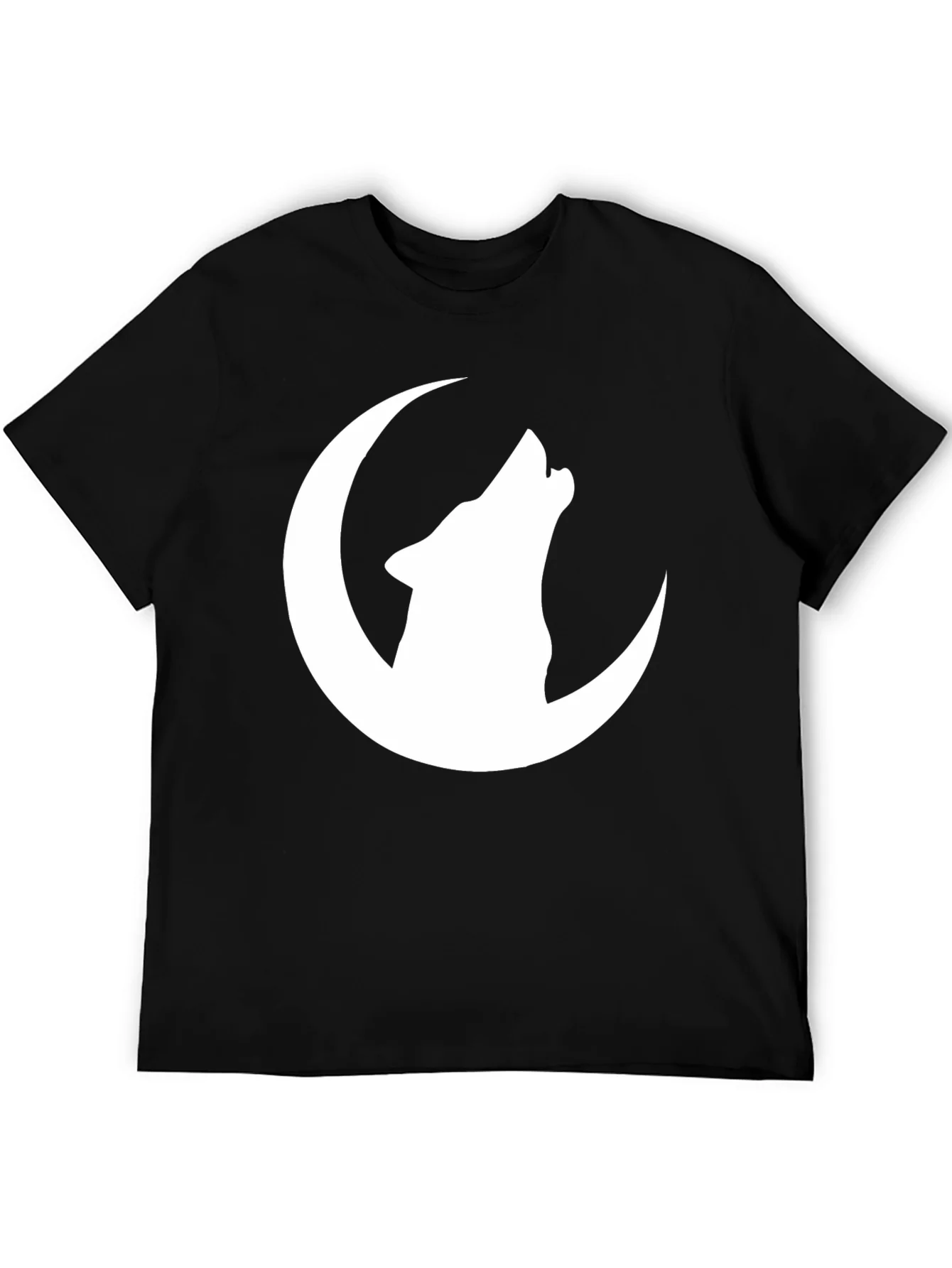 Wolf Moon Graphic Tee - Black Cotton T-Shirt