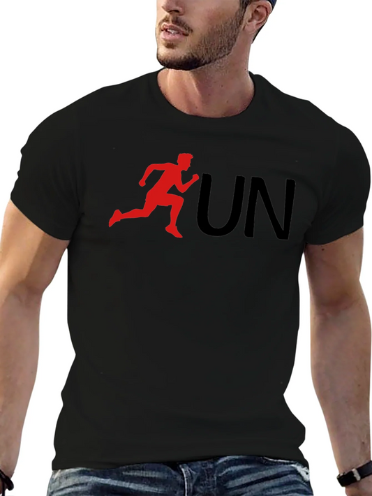 Run Graphic Tee - Black Cotton T-Shirt