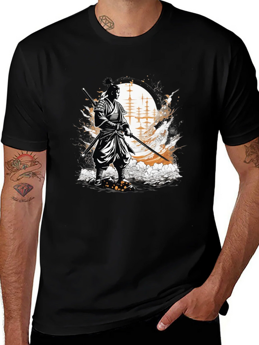 Samurai Graphic Tee - Black Cotton Blend